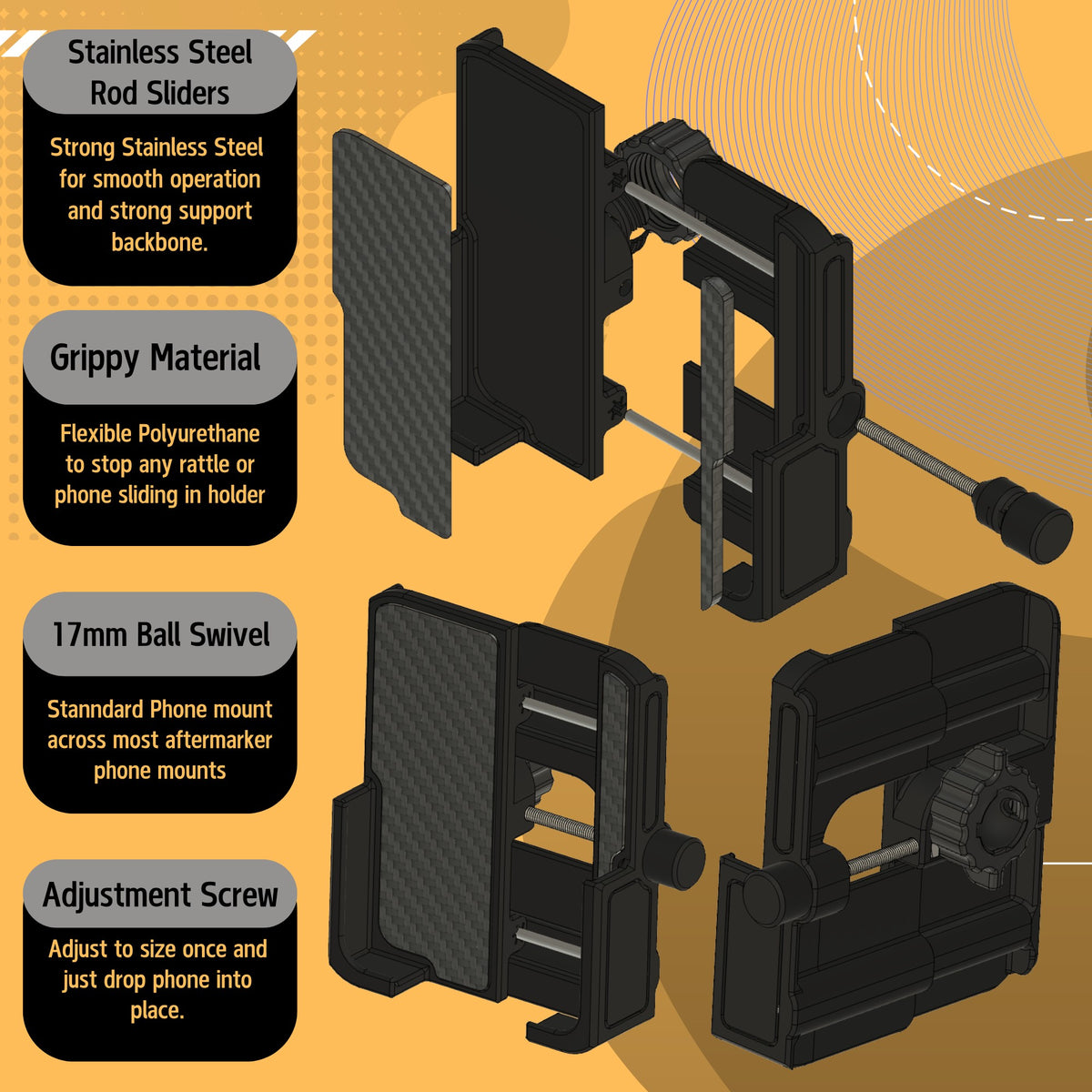 Phone Holder for Chevy Avalanche, Silverado 1500/2500 / 3500, Suburban, Tahoe, GMC Sierra 1500/2500 / 3500, Yukon. 2007-2014, LTZ / Denali Trim Levels ONLY