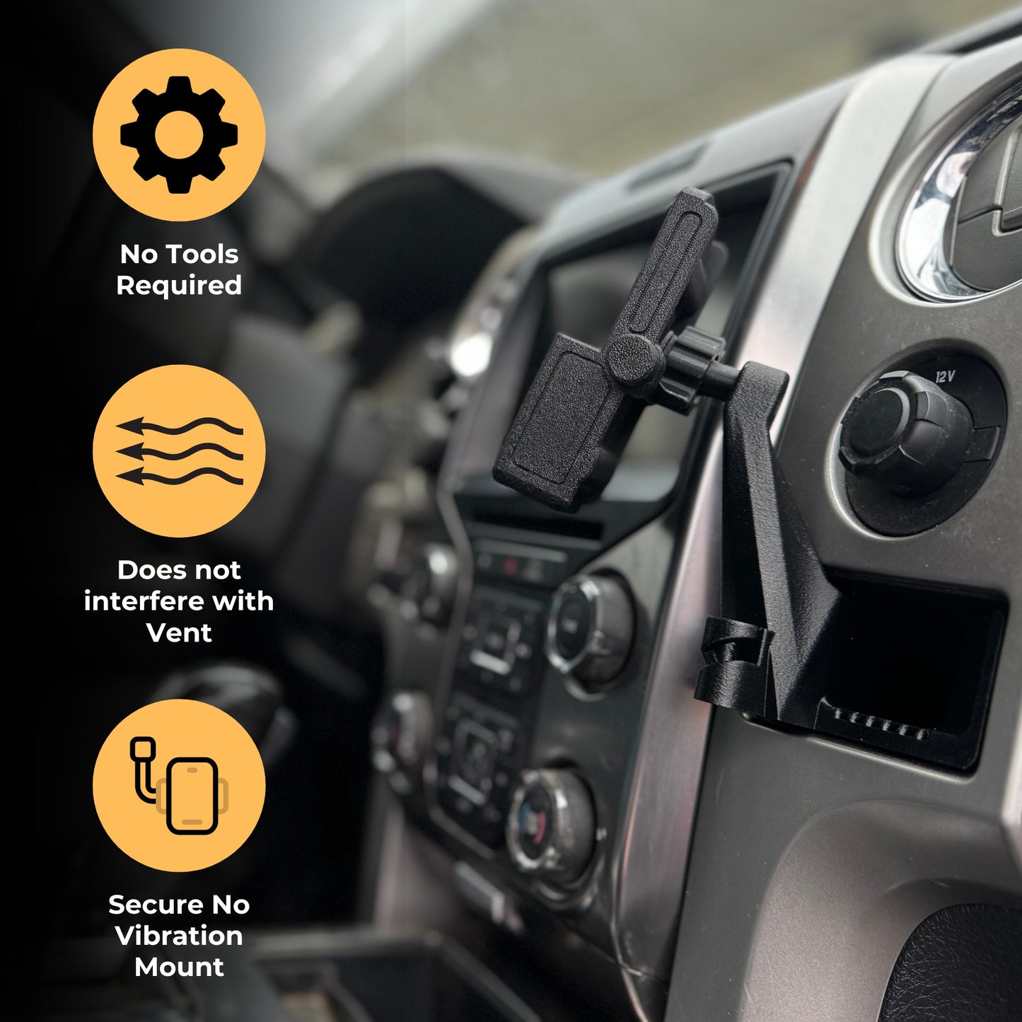 Ford F-150 Phone Holder 2009-2014, Lincoln Mark LT 2010-1014 - Custom Fit in Dash Pocket Phone Mount