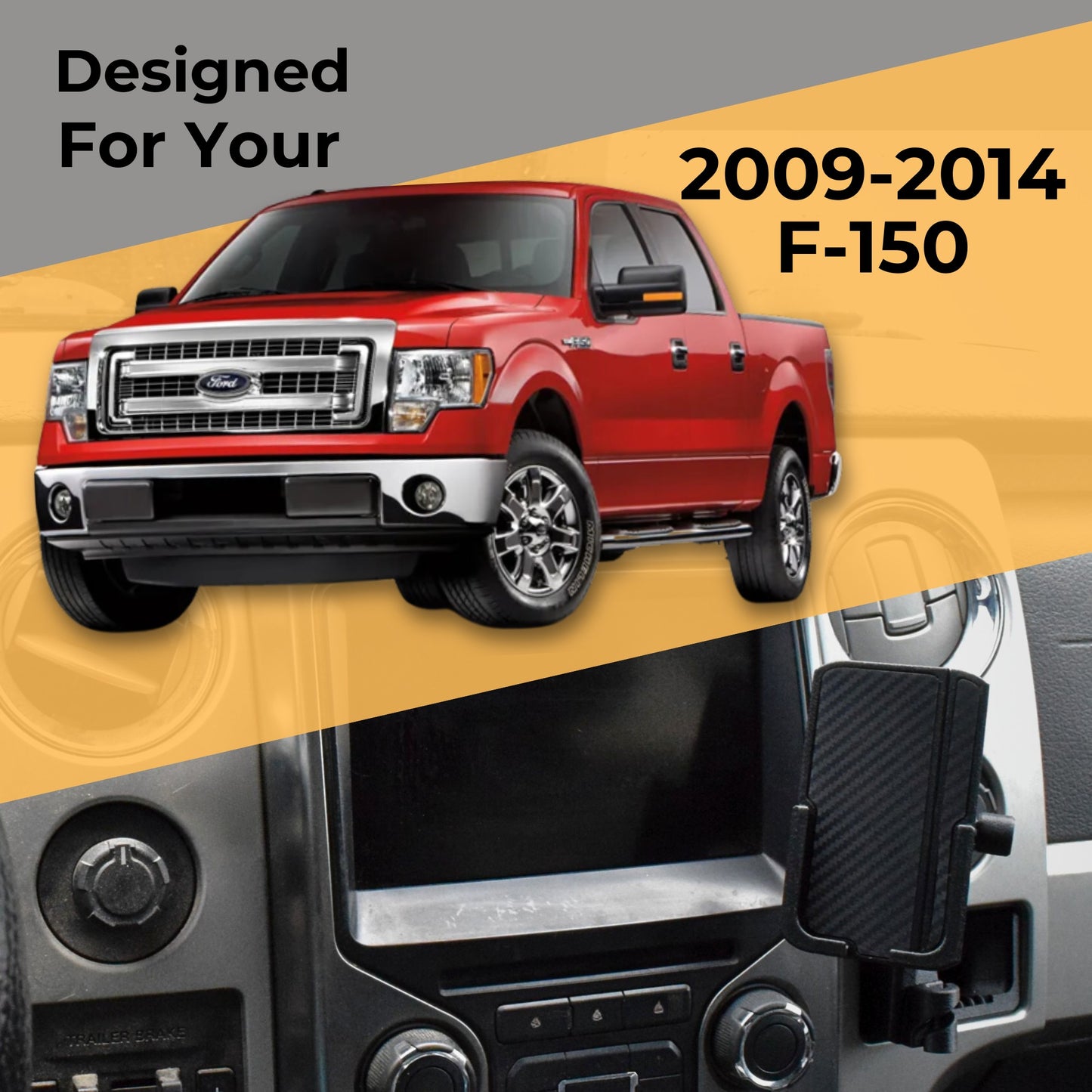 Ford F-150 Phone Holder 2009-2014, Lincoln Mark LT 2010-1014 - Custom Fit in Dash Pocket Phone Mount