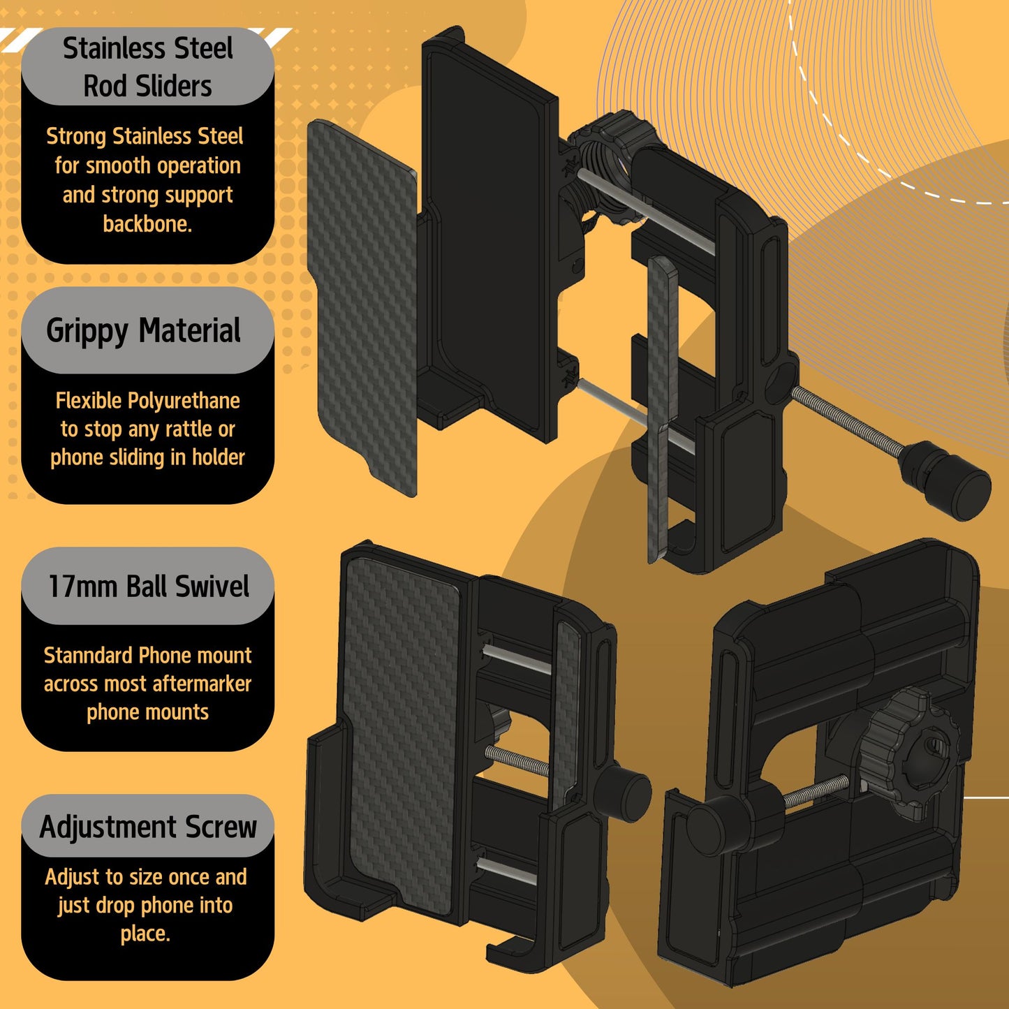 Phone Holder for Chevrolet Silverado, GMC Sierra 1500 (2022-2025) / Silverado HD, GMC Sierra HD (2024-2025)