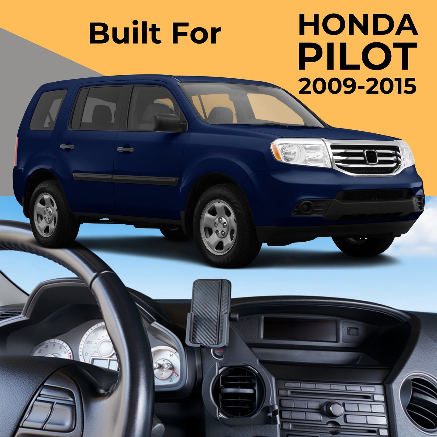 Phone Holder for Honda Pilot 2009-2015 Custom Made Easy Install No Tools Required