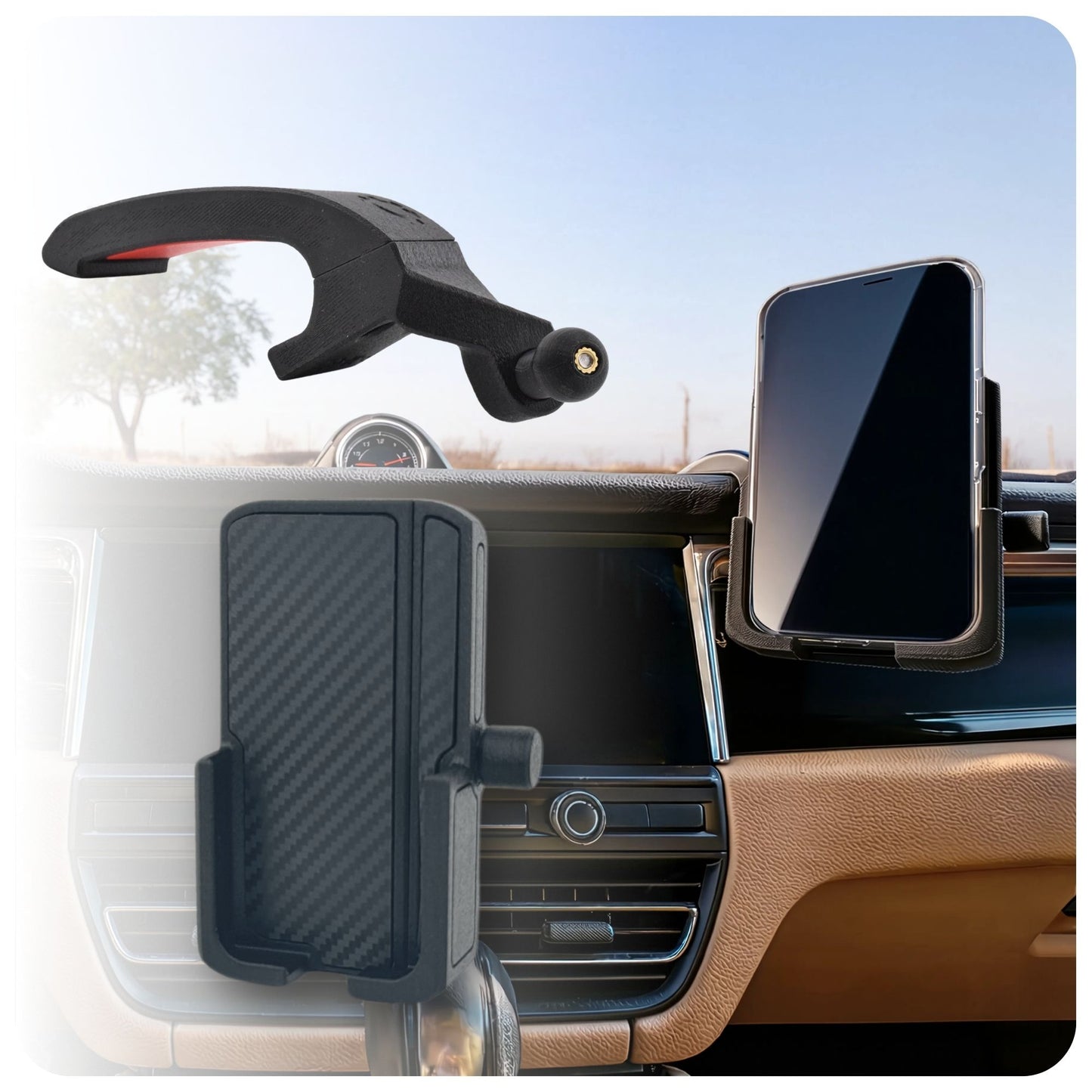 Phone Mount Holder Custom Fit for Porsche Macan 2014-2026 (Gas Models Only)