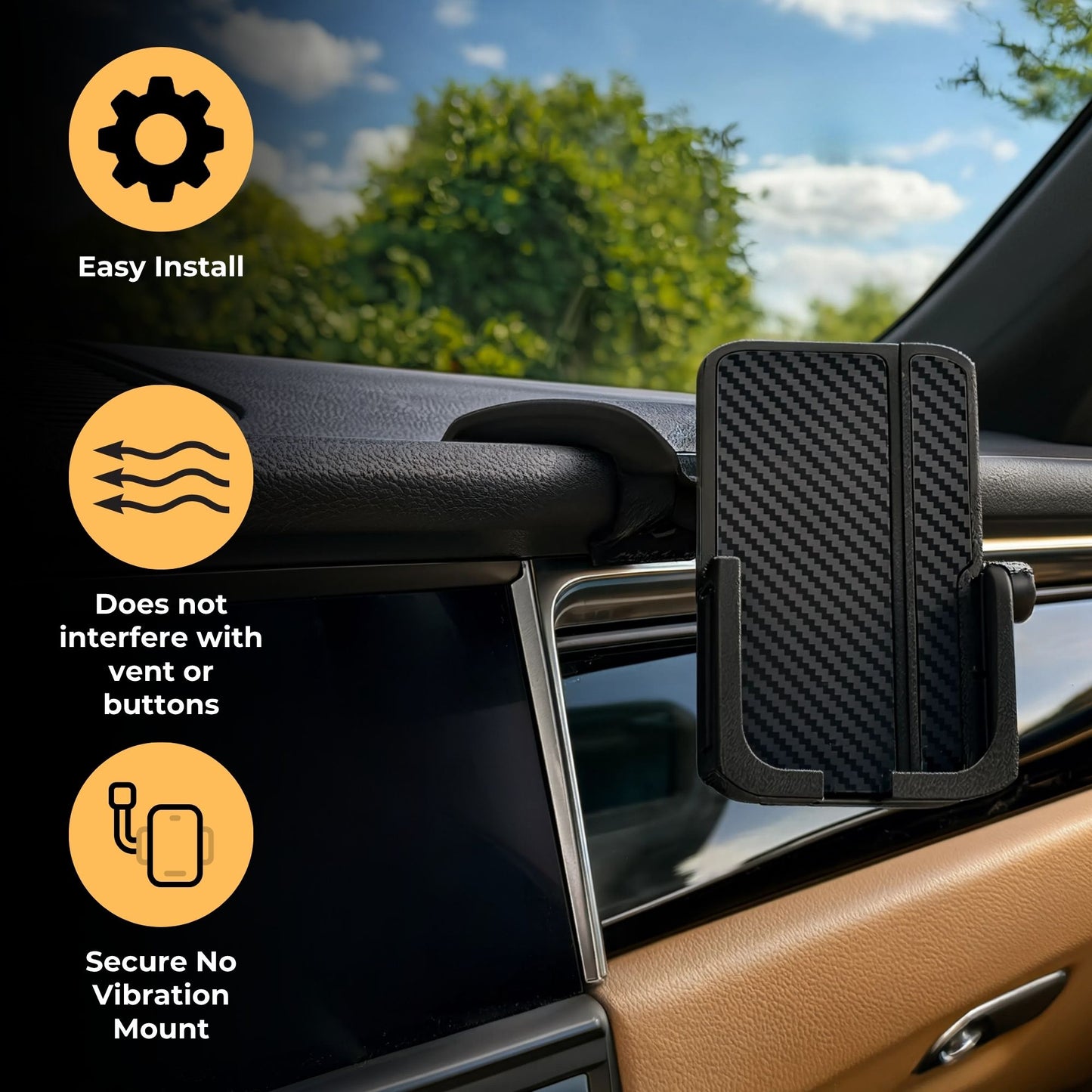Phone Mount Holder Custom Fit for Porsche Macan 2014-2026 (Gas Models Only)