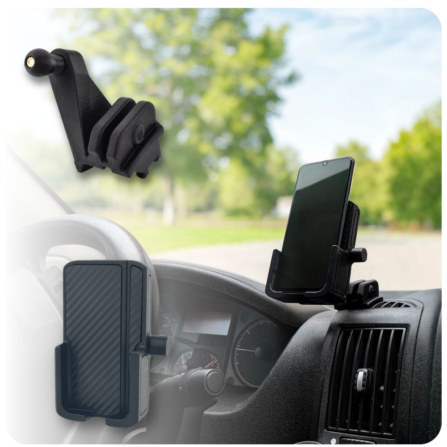 Phone Mount for the RAM ProMaster (2014-2021) - Custom Exact-Fit Dashboard Cell Phone Holder - No Drill Tool-Less Install,- Fits Large Phones iPhone Pro Max, Galaxy