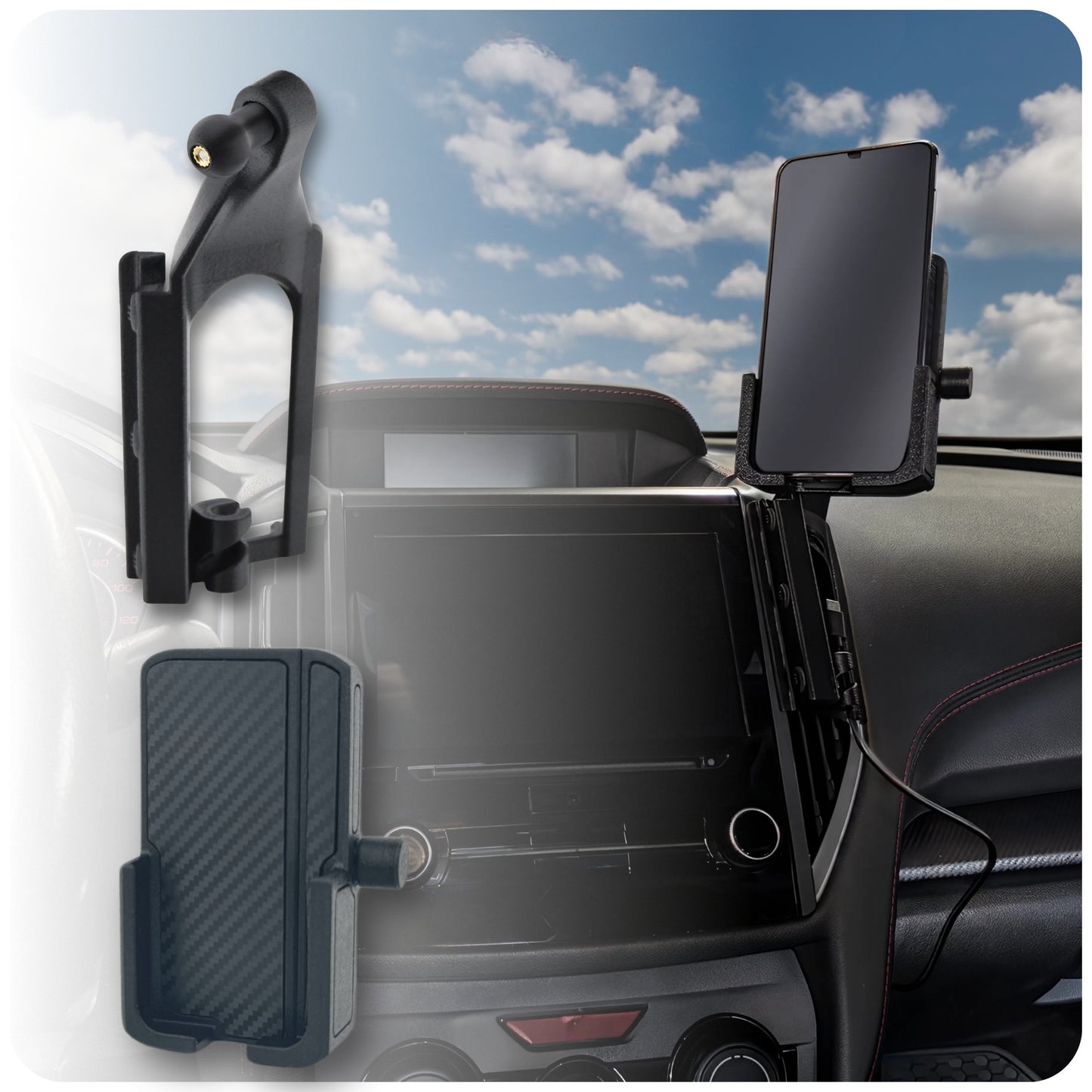 Phone Mount for Subaru Crosstrek (2018-2023), Forester (2019-2024) & Impreza (2017-2023) - Custom Dashboard Cell Phone Holder, No-Drill Air Vent Surround Bracket, Anti-Wobble